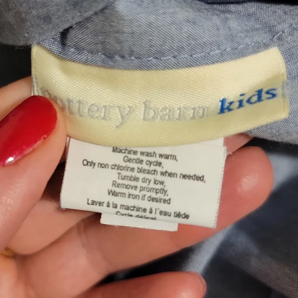 Pottery Barn Kids Blue Gingham Reversible Cotton Duvet Cover Full Queen Portugal